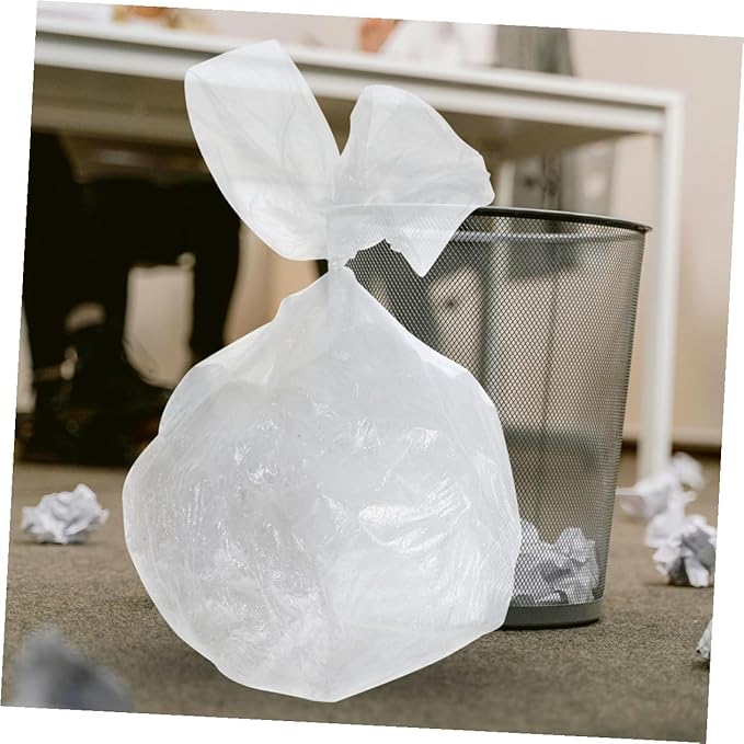 Thickened Flat Plastic Trash Bags 45x50cm 300pcs (10 Rolls X 30pcs) White Garbage Can Liners for Bathroom Kitchen Office Small Wastebasket Use