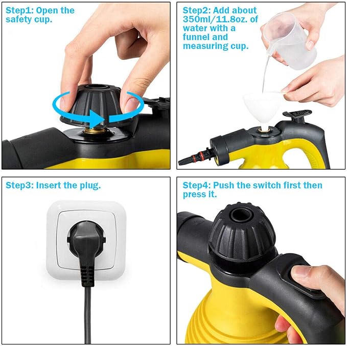 Goplus Handheld Pressurized Steam Cleaner Multi-Purpose Steamer Steam Iron 1050W W/Attachments(Yellow)