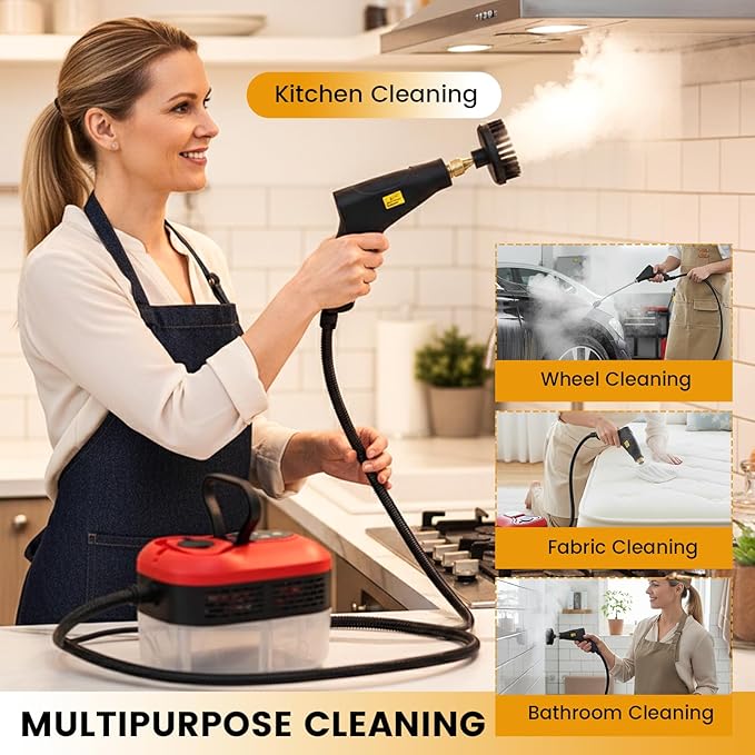 Saker Steam Cleaner for Home6-Level Adjustable Steamer for CleaningPortable Handheld Steam CleanerPortable Steamer for Living RoomKitchenBathroom Cleaning