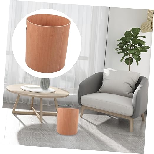 Cabilock Japanese Style Wooden Trash Can for Office Desk Minimalist Design Capacity Wastebasket for Home Office Decor