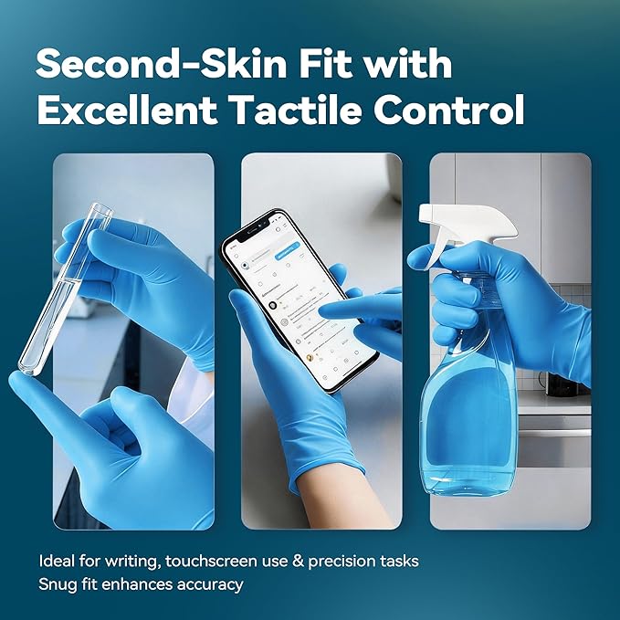 Blue Nitrile Gloves Disposable Latex &amp Powder Free Safe Gloves for Food Cooking Kitchen Cleaning Healthcare Salons