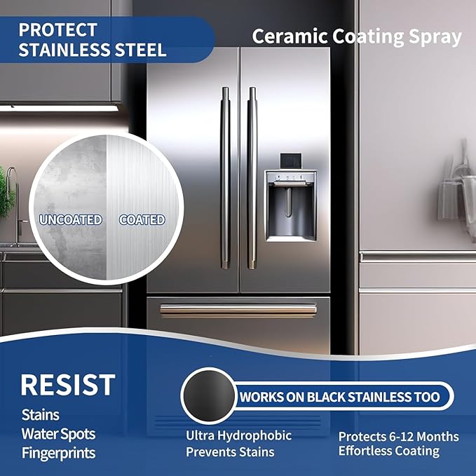 Home Ceramic Coating Spray Kit - Shine Seal &amp Protect Kitchen &amp Bath Surfaces High-Gloss Repels Stains &amp Grime Effective - Great for Stainless Steel Sinks Countertops Glass and More