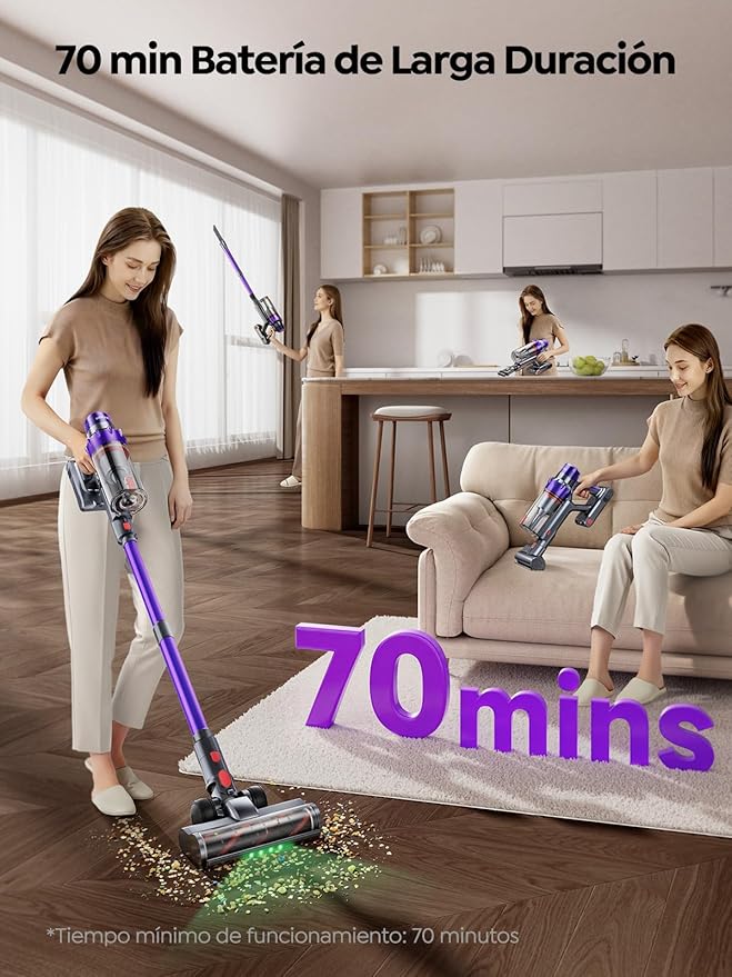 SMOTURE Cordless Vacuum Cleaner 600W/50Kpa/Max 65Mins Vacuum Cleaners for Home Stick Vacuum for Pet Hair/Sofa/Carpet/Hard Floor