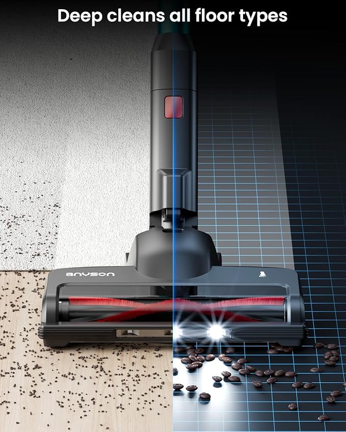 Cordless Vacuum Cleaner 650W 55KPa Lightweight Stick Vacuum Up to 70 Minutes Self-Standing Cordless Vacuum with OLED Display and Anti-Tangle Brush Roll for Home Carpets Hard Floors and Pet Hair
