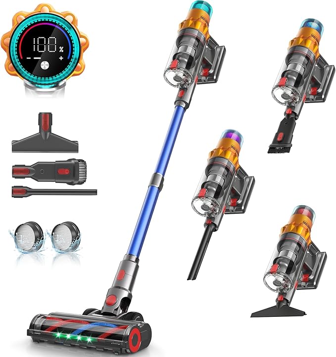 Belife S8 Cordless Vacuum Cleaner 600W 48Kpa Stick Vacuum with 65Mins Runtime Self-Standing 1.6L Large Dust Cup Anti-Tangle Smart Wireless Handheld Vacuums for Carpet Hardwood Floor &amp Pet Hai