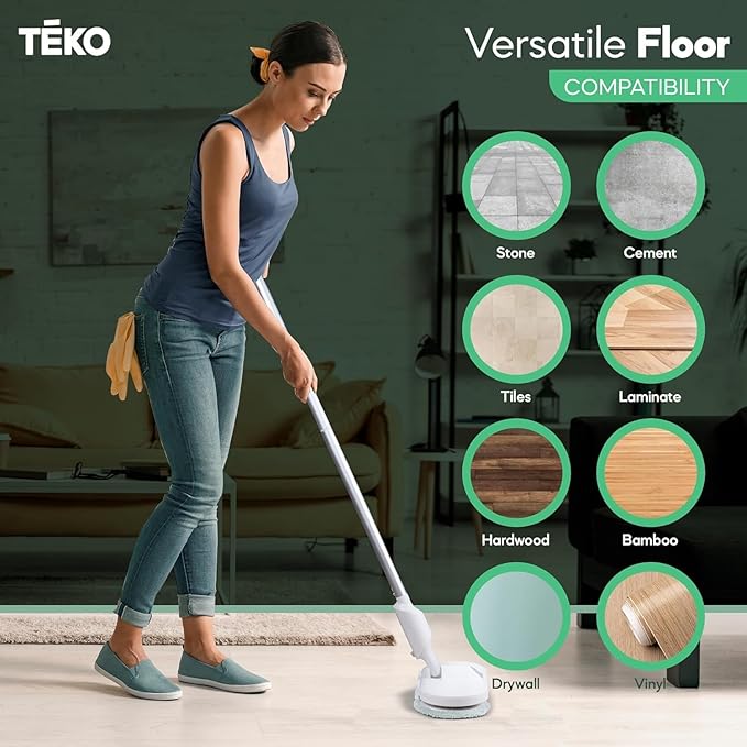 TEKO Electric Mop | As Seen on TV Power Mop | Hardwood Floor Mop with Baseboard Cleaner Attachment | Floor Mops with Washable Pads Included (Purple)