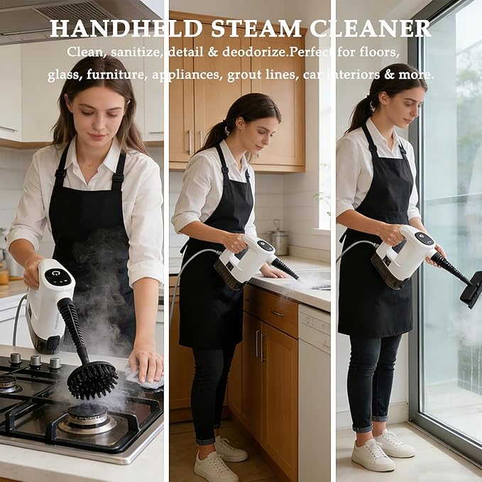 Pressurized Multi-Purpose Natural Handheld Steam Cleaner 15s Instant Heat Portable Steamer with 400ml Large Tank Multi-Surface Deep Cleaning for Home Grout Furniture Couch Car Bathroom Floor