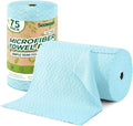 Microfiber Cleaning Cloths Roll 75 Pack Tear Away Microfiber Towels Roll 12 x 12 Lint Free Rags Reusable Cleaning Cloths Washable Scratch FreeUltra Absorbent Dish Rags(Blue Ripple)