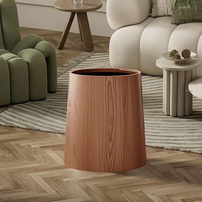 Trash Bin Wastebasket Removable Inner Portable Modern Paper Basket Bathroom Trash Can for Office Laundry Kitchen Restroom L Brown
