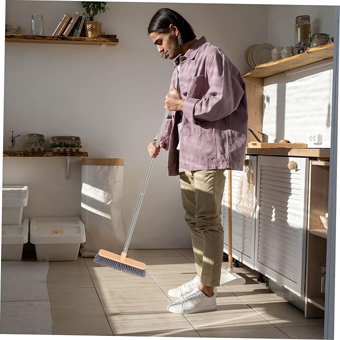 3 Pieces Floor Cleaning Brush Tile Grout Brush Kitchen Scrubbing Cleaning Brush Stiff Grout Cleaner Abs Bathroom Brush Broom (Naranja Nórdico 31X5.5X121CM)