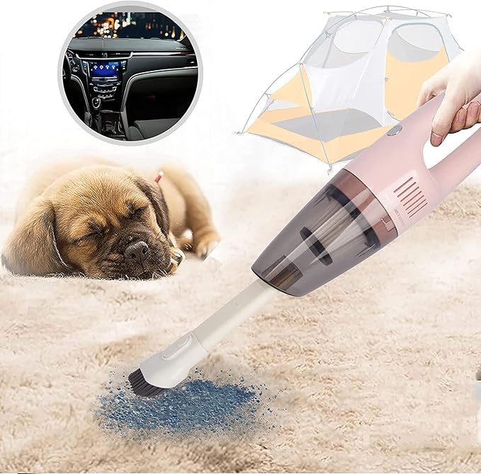 Portable Handheld Vacuum Cleaner Cordless Cleaner for Dirt Home Pet Hair Car Interior Dust Power Suction Lightweight Stylish Hand Vacuum (Pink)