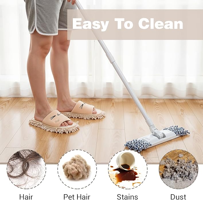 4 Pair Washable Mop Slippers Detachable Microfiber Mop Shoes for Floor Cleaning House Dusting Slippers for Women Men Dirt Tool Supplies Medium