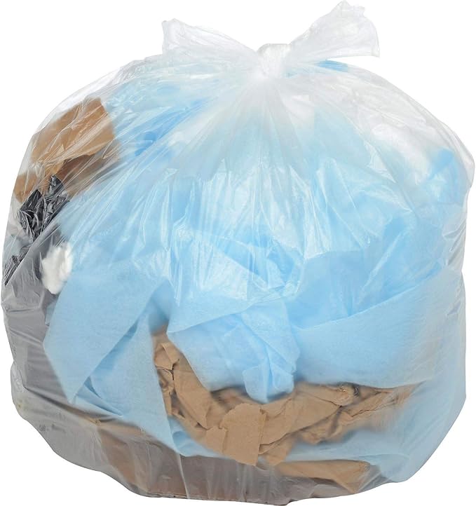 30-33 Gallon Super Duty Clear Trash Bags 2.5 Mil 100 Bags/Case