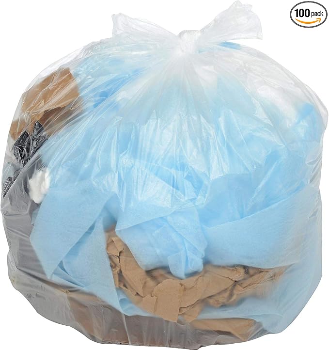 30-33 Gallon Super Duty Clear Trash Bags 2.5 Mil 100 Bags/Case