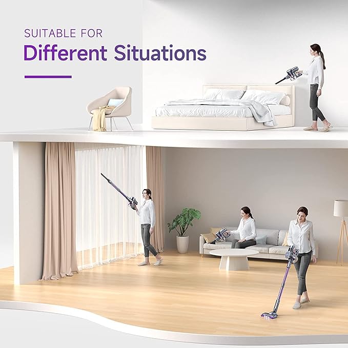 Lubluelu Cordless Vacuum Cleaner Stick Vacuum Cordless Rechargeable with Lightweight 235W Brushless Motor Self-Standing and Handheld Design for Carpet Hard Floor and Pet Hair (Purple)