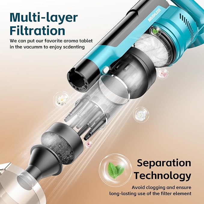 8000mAh Cordless Vacuum Cleaner 700W 60Kpa Brushless Vacuum Cleaners for Home 6 in 1 Cordless Stick Vacuum Clearner Stick Vacuum with Led Display for Hard Floors/Carpet/Pet Hair/Dorm