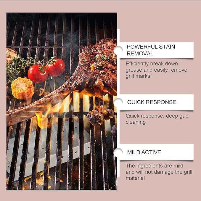 Grill Cleaning Spray Fast-Acting Degreaser For Outdoor Grills Removes Grease &amp Residue Easy To Use Rust Prevention(2PCS)