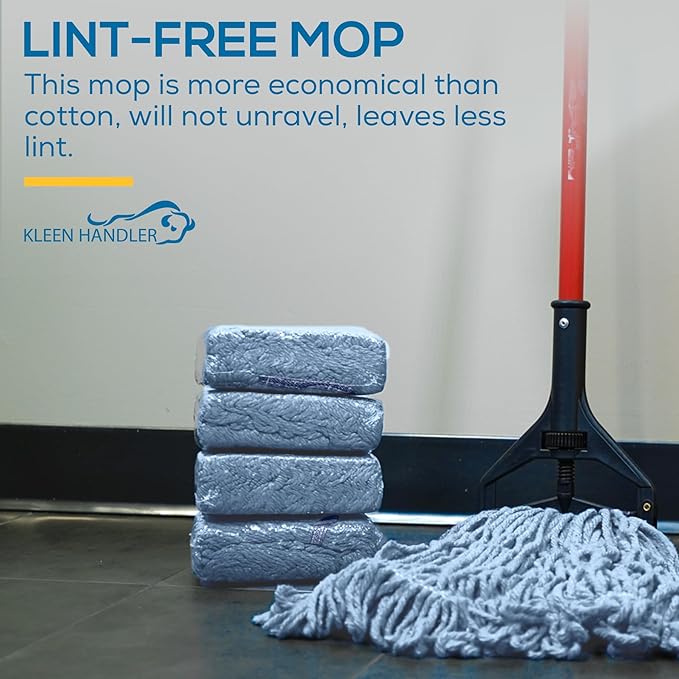 KLEEN HANDLER HEAVY DUTY Commercial Mop Head Replacement Wet Industrial Blue Cotton Looped End String Cleaning Mop Head Refill (Case of 24)