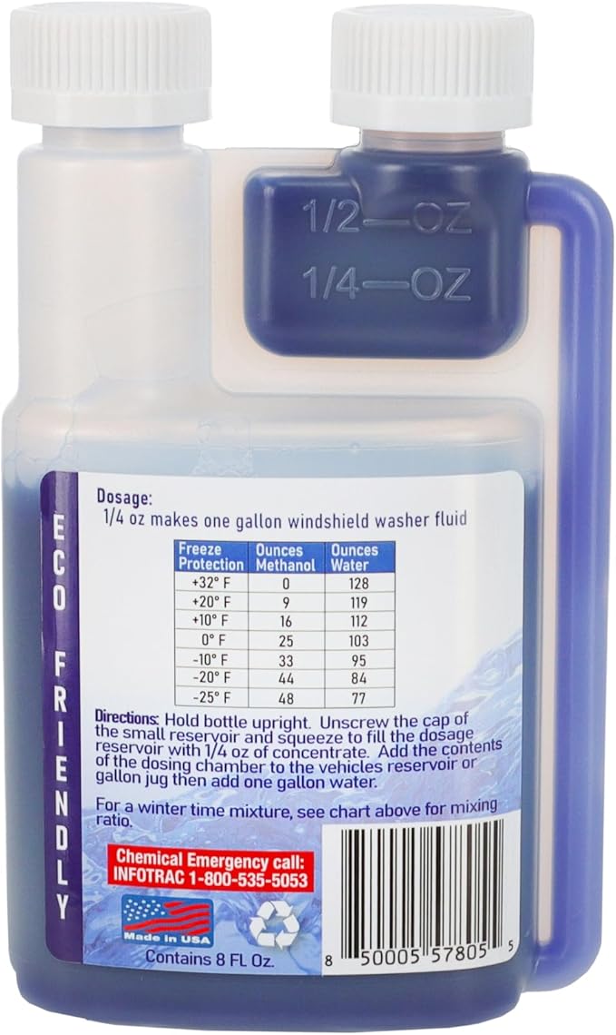 Rain Shield Windshield Washer Fluid Concentrate 1 Bottle makes 32 Gallons– Repels Rain