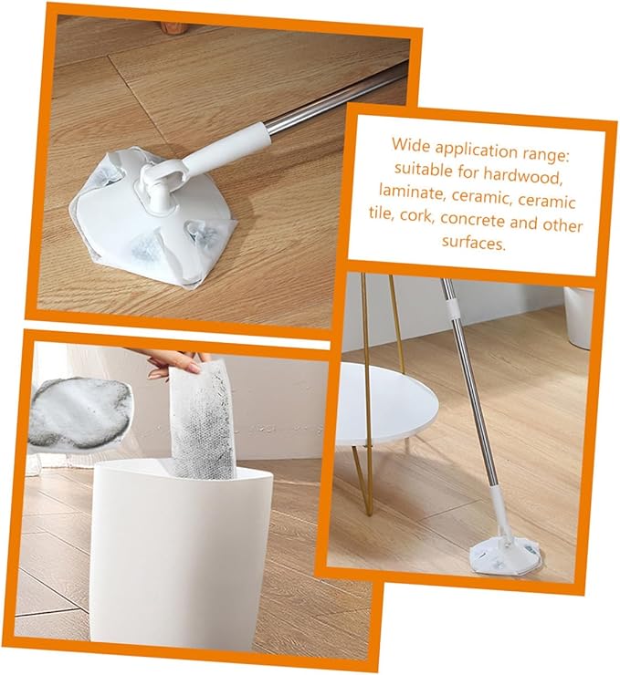 Retractable Dust Mop with Triangle Microfiber Cloth No-wash Handheld Floor Cleaning Mop for Home Use White Extendable Handle for Efficient Dust Removal