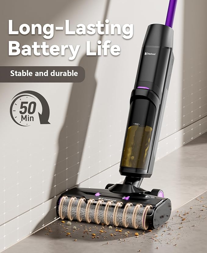 Redroad Wet Dry Vacuum Cleaner 16000Pa50Mins Runtime Cleaning Area 3013 ft²Cordless Vacuum Cleaner Cordless Vacuum and Mop All in Onefor Hard Floors Sticky Messes and Pet HairH15 Set