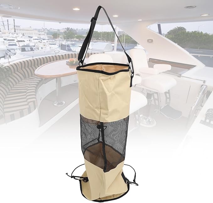 Boat Trash Bag Reusable Nylon Mesh with Lanyard Portable Garbage Container for Boat Storage Accessories Ideal for Outdoor and Seaside Use