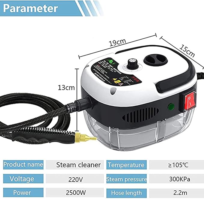 2500w 220v High Pressure Steam Cleaner Upholstery Cleaner Machine Hand Held Portable Steam Cleaning Machine Automatic Pumping for Car Seat (Red)