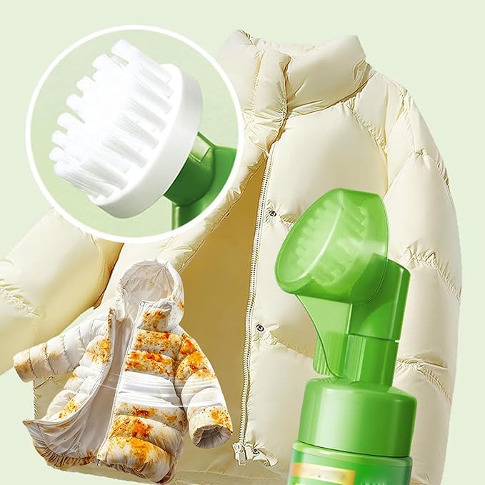 No-Rinse Down Jacket Cleaner with BrushDry Foam Cleaner for ClothesWash-Free Dry Foam Spray Stain Remover for Coats Puffer Jackets Outdoor Ski &amp Travel (1 M)