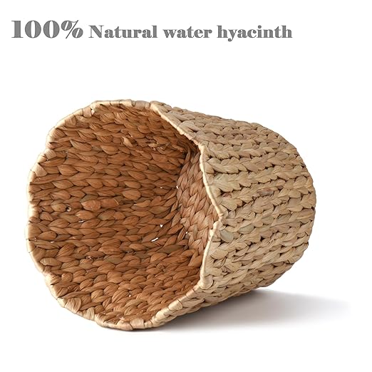 3.5 Gallon Scalloped Edge Wicker Waste Basket with Removable Plastic Liner Handwoven Rattan Trash Can for Bathroom Bedroom Office Home