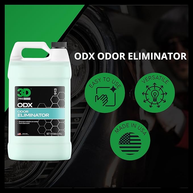 3D ODX - Automotive Odor Eliminator - Deodorizes Pet Food Smoke &amp Other Linger Odors - Fresh Clean Scent - Great for Car Home Office Use