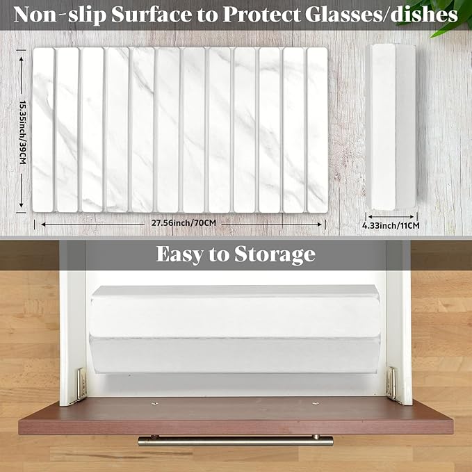 Large Stone Dish Drying Mats for Kitchen Counter 28(L)×16(W) Marble-Pattern Collapsible Quick Drying Dish Mats Ultra Absorbent Diatomaceous Earth Mats for Dishes  Match Any Countertop