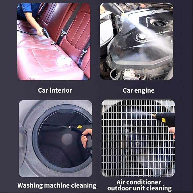 1200W Portable Handheld Steam Cleaner for Car Quick Heat 105℃ High Temperature Machine with 1200ml Water Tank 3 Brush Heads and 7 Accessories Portable for Home (US Plug)