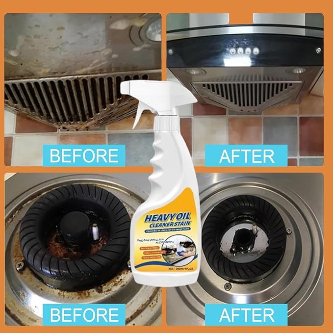 Heavy Oil Stain Cleaner KitchenHeavy Duty Kitchen Degreaser Spray Heavy Oil Cleaner Stain Oven Stove Range Hood Sink (2PC)