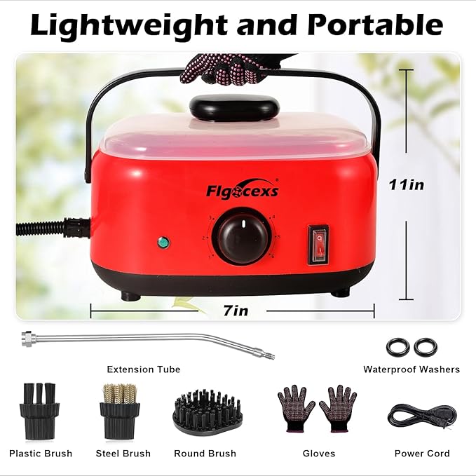 Handheld Steam Cleaner2500W High Temperature High Pressure Steam Cleaner with 3 Brush Heads Portable Steam Cleaner with 1.5L Tank For Car Detailing Kitchen Bathroom Floors