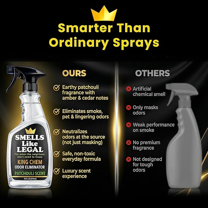 Patchouli Odor Eliminator Spray – Neutralizes Smoke Pet Food &amp Household Odors – Non-Staining Fabric-Safe Deodorizer – Biodegradable Made in USA – 16 oz