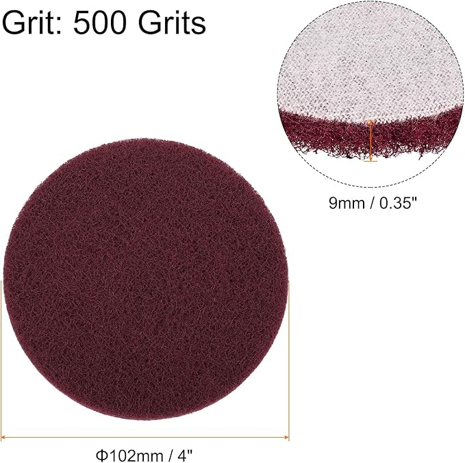 HARFINGTON 20pcs Scrubber Scouring Pads 500 Grits 4 Inch Drill Power Brush Hoop and Loop Surface Conditioning Disc Drill Scuffing Disc Scrub Pads for Home Kitchen Cleaning Dark Red