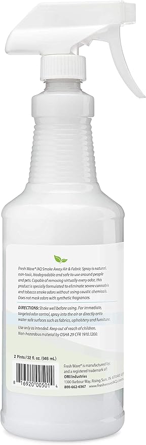 Fresh Wave IAQ Commercial Smoke Away Air &amp Fabric Spray 32 Fl. Oz. | Great for Strong Odors | Safer Natural Ingredients | Odor Eliminator for Home or Large Commercial Areas