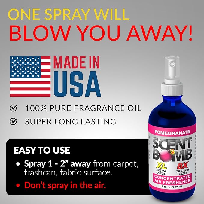 Scent Bomb Air Freshener Spray Long-Lasting Odor Eliminator for Home &amp Car Effective Deodorizer for Kitchen Bathroom Fresh Room Spray &amp Smell Neutralizer Pomegranate Scent