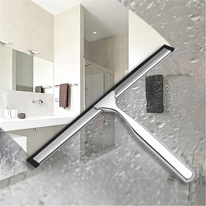 with Suction Cup Hook Stainless Steel Handle Silicone Scrape Car Window Glass Door Cleaning Tools(14in Suction Cup)