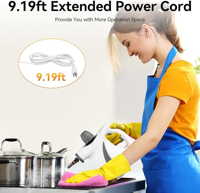 Handheld Multi-Surface Natural Steam Cleaner 3.0 Bar Multi-Purpose Steamer for Home Use Steamer w/ 7 Attachments for Cleaning Floor Upholstery Grout and Car