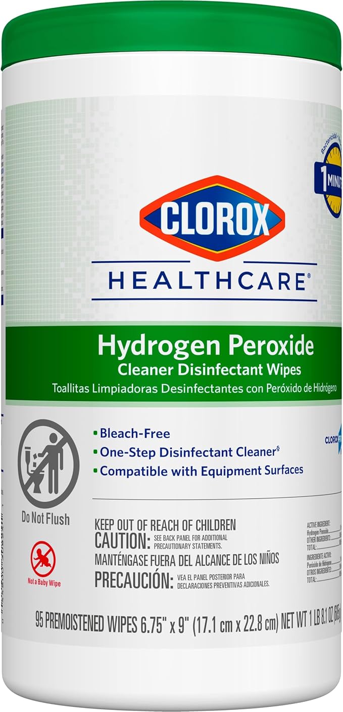 Clorox Healthcare Hydrogen Peroxide Cleaner Disinfectant Wipes 6.75 x 9 95 Count Pack of 6 (Package May Vary)