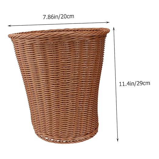 Mobestech Woven Rattan Trash Basket Household Rubbish Container No Lid Compact Wastebasket for Bathroom Bedroom Office Home Use Random Color Random Color