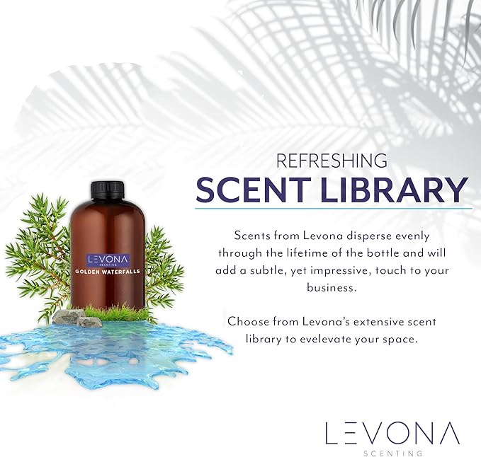 Levona Scent Waterless Diffuser - Essential Oil Aroma Smart Plug-in Portable Scent Machine for Home Office &amp Hotel Room Covers 500 sqft - Abela 100 Matte Black (with 120ml Oil &amp Cleaning C