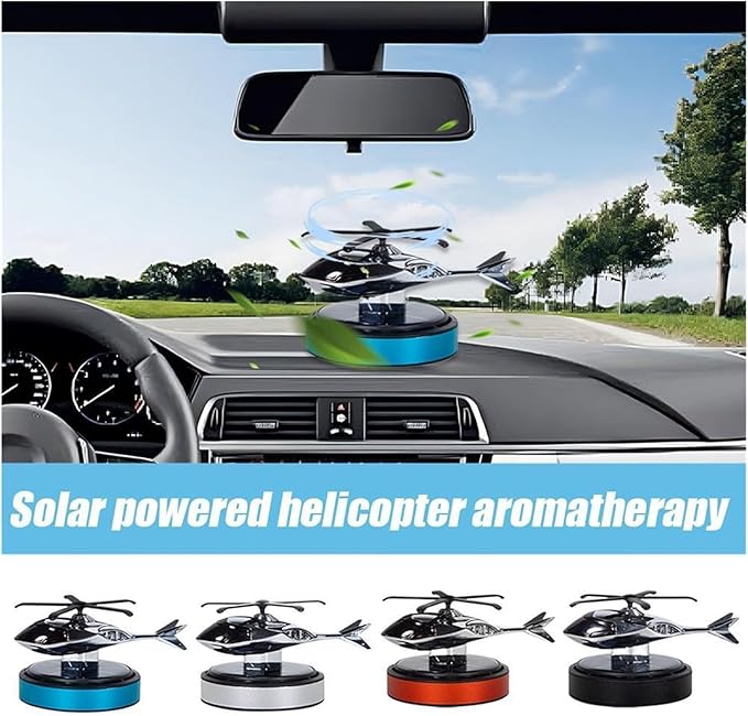 Solar Helicopter Car Air Freshener - Stylish Aroma Diffuser &amp Decorative Ornament for Car Interior Accessories(B)