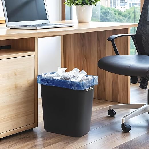 28 Quart Trash Can Black Plastic Rectangular 7 Gallon Wastebasket for Kitchen Bathroom Office 28 qt Garbage Can Fits Under Desk Cabinet Sink Pack of 8