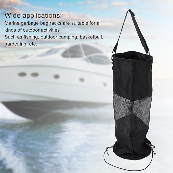 Boat Trash Bag Nylon Mesh Reusable Portable Boat Garbage Container with Secure Closure and Hanging Straps Ideal for Outdoor Seaside Activities