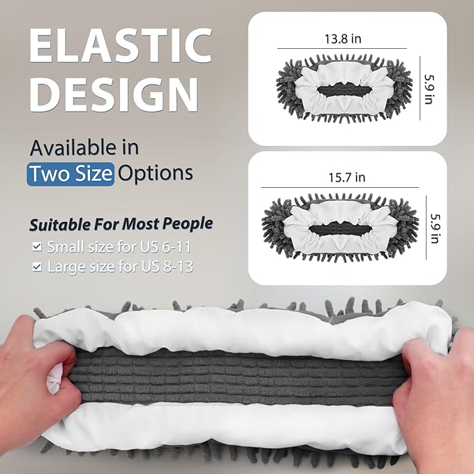 8 Pcs Mop Slippers Socks Floor CleaningMicrofiber Shoe Covers dust Washable Reusable for Woman Man House Kitchen (Dark Grey)