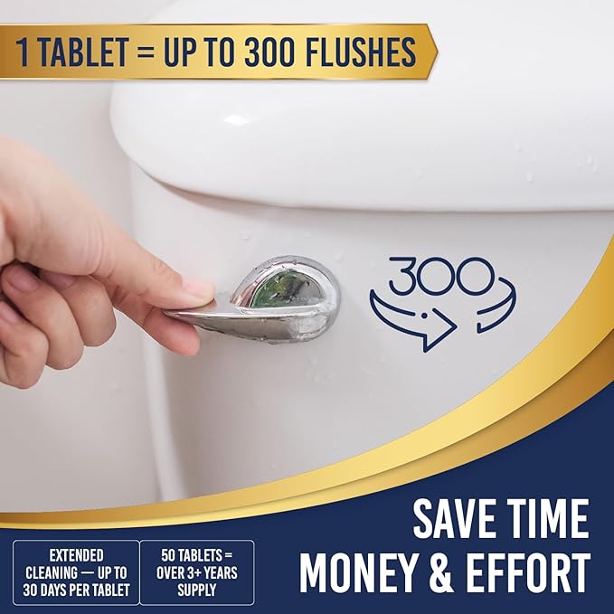 Once Every Month Premium Toilet Tank Cleaning Tablets 300 Flush Count(50 Tablets)Long Lasting Automatic Cleaner Spearmint Scent
