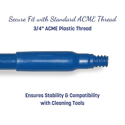SPARTA 41225EC14 Fiberglass Broom Handle Mop Handle Replacement Handle With Acme Threaded Tip For Commercial Cleaning 48 Inches Blue
