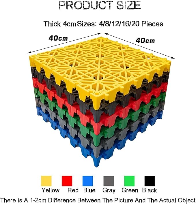 Trench Drainage GrateDrain Covers OutdoorInterlocking Floor TilesModular Multicolor 40x40x4cm Multiple Pack Sizes(Yellow8 pieces)